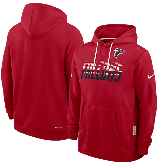 Men's Red Atlanta Falcons Sideline Standard Issue Top Prospect Dri-FIT Hoodie